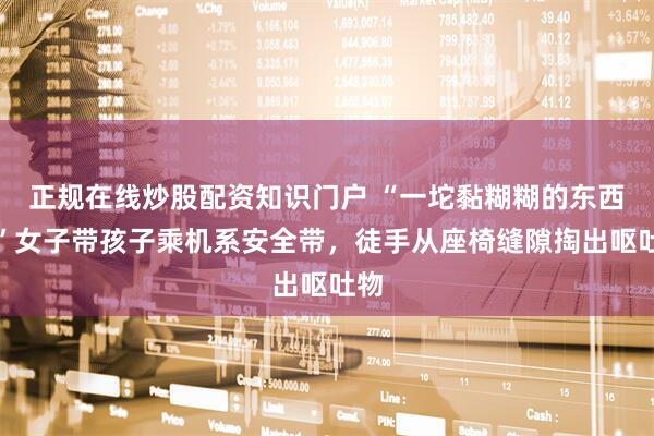 正规在线炒股配资知识门户 “一坨黏糊糊的东西！”女子带孩子乘机系安全带，徒手从座椅缝隙掏出呕吐物